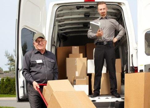 Household furniture and boxes prepared for mobile self storage