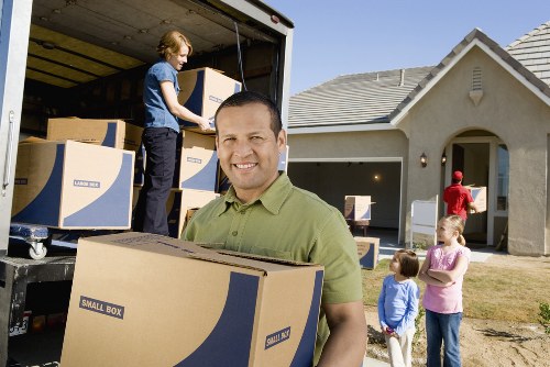 Packed student belongings ready for storage during a move